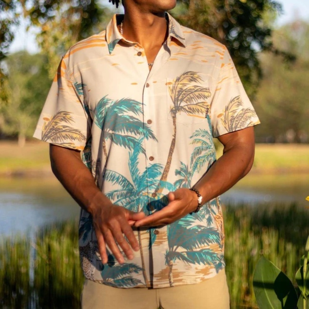 Baja Llama Vagabond Collection Button Up Short Sleeve Shirt